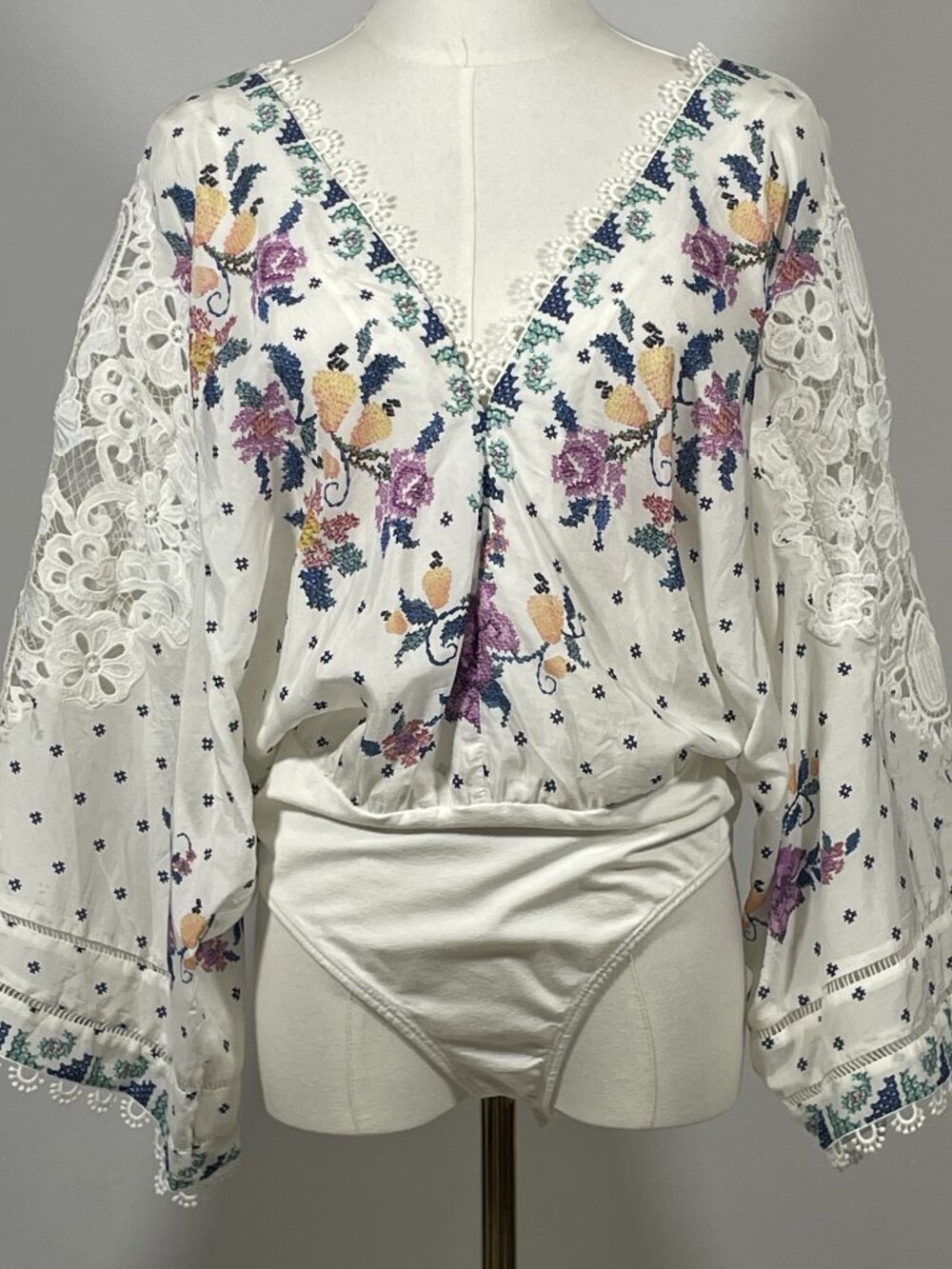 Farm Rio Off-White Romantic Bandanas Bodysuit
